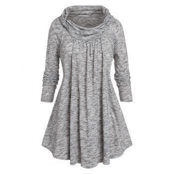 

Plus Size Cowl Neck Raglan Sleeve Space Dye T-shirt, Light gray