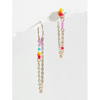 

Chain Small Beads Asymmetrical Earrings, Multicolor a