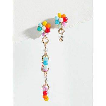 

Colorblock Beads Floral Asymmetrical Earrings, Multicolor a