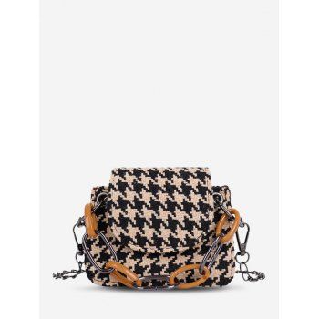 

Houndstooth Pattern Chain Mini Crossbody Bag, Light brown