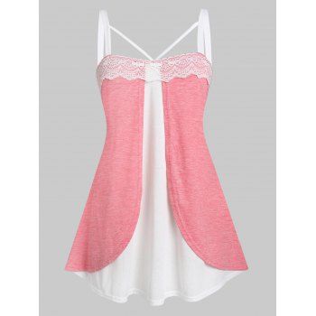 

Plus Size Overlay Colorblock Tank Top, Light pink