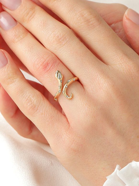 Bague Ouverte en Forme de Serpent Diamant - Transparent 