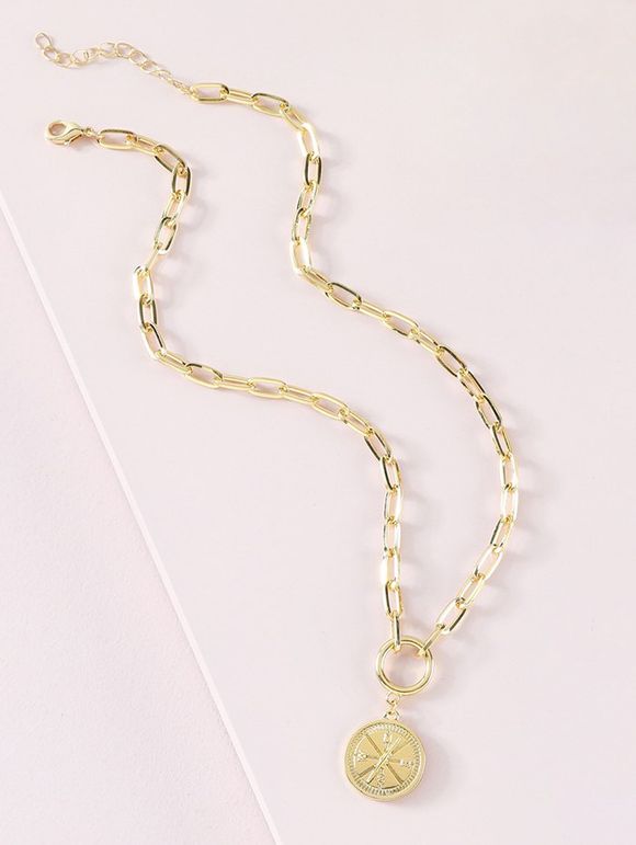 Collier Chaîne Charmant en Forme de Boussole - d'or 