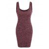 Heathered Knitted Bodycon Dress and Shrug Hoodie Set - DEEP RED XL