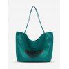 Sac Fourre-Tout en Toile à Imprimé Lettre - Turquoise Foncée 