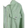 Hooded Drop Shoulder Corduroy Pocket Jacket - LIGHT GREEN XL