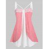 Débardeur Superposé Bloc de Couleur Grande Taille - Rose clair 4X