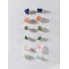 6 Pairs Natural Stone Stud Earrings Set - multicolor A 