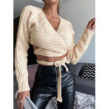 

Batwing Sleeve Crop Wrap Sweater, White