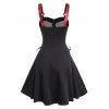 Robe Vintage à Lacets à Demi-fermeture éclair à Carreaux - Rouge XXL