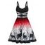 Robe de Soirée Noël à Imprimé Flocon de Neige Cerf à Paillettes - Rouge XL