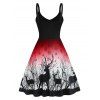 Christmas Party Dress Snowflake Elk Print Sequined Dress - RED XXL