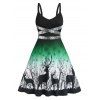 Robe de Soirée Noël à Imprimé Flocon de Neige Cerf à Paillettes - Vert XL