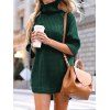 Turtleneck Side Slit Sweater - DEEP GREEN L