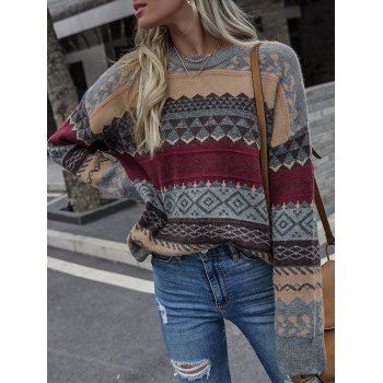 

Drop Shoulder Geometry Sweater, Deep red
