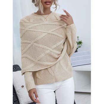 

Chunky Cable Knit Sweater and Capelet Twinset, Light coffee