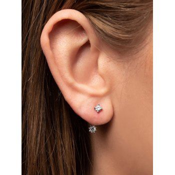 Rhinestone Metal Detachable Stud Earrings, Golden