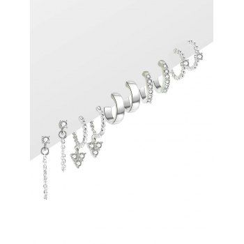 

5 Pairs C Shape Chain Stud Earrings Set, Silver
