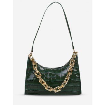 

Retro Chain Textured Solid Shoulder Bag, Shamrock green