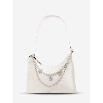 

Hollow Butterfly Layered Chain Shoulder Bag, Milk white