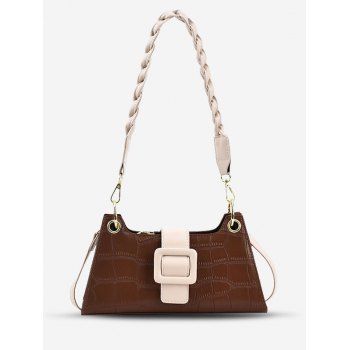 

Two Tone Buckle Twist Strap Shoulder Bag, Brown