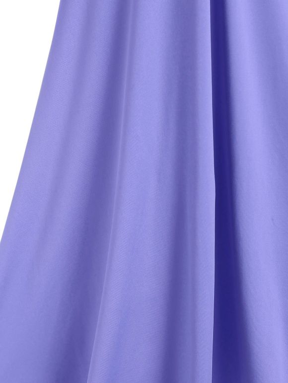 Robe Torsadée Devant à Col Plongeant à Manches Longues - Pourpre M