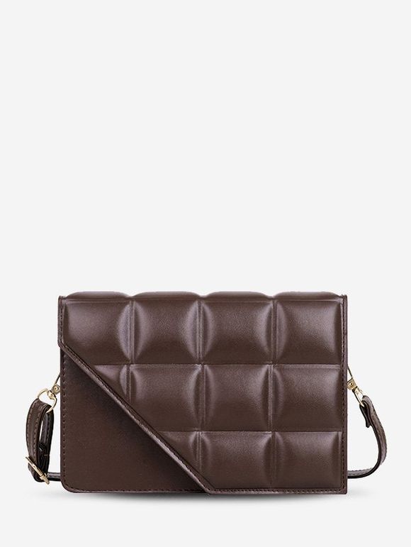 Sac à Bandoulière Matelassé Irrégulier à Carreaux - café 