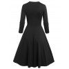 Front Knot High Waist Flare Dress - BLACK L