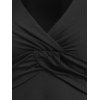 Front Knot High Waist Flare Dress - BLACK XL