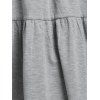 Long Sleeve Mock Button Tiered Mini Dress - GRAY L