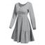Mini Robe Superposée Boutonnée à Manches Longues - Gris XL
