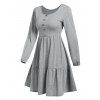 Mini Robe Superposée Boutonnée à Manches Longues - Gris XXL
