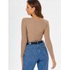 Plunge Neck Ribbed Cinched Cropped T-shirt - COFFEE M