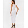 Ribbed Notched Long Slinky Dress - WHITE L