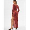 Maxi Robe à Fente Haute à Col Carré en Velours - café M