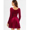 Raglan Sleeve Velvet Mini Surplice Dress - DEEP RED L
