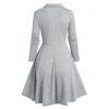 Twist Front Long Sleeve Heathered Dress - LIGHT GRAY M
