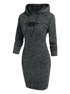 Heathered Knitted Bodycon Dress and Shrug Hoodie Set