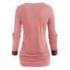 T-shirt Superposé à Carreaux Inséré à Manches Roulées Style Corset - Rose Léger XL