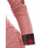 Heathered Contrast Colorblock Plaid Insert Roll Up Sleeve Corset Style Surplice T Shirt - LIGHT PINK XXL