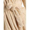 Faux Fur Animal Ear Belted Wrap Bath Robe - LIGHT COFFEE L