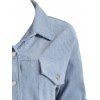 Corduroy Drop Shoulder Pocket Crop Jacket - LIGHT BLUE L
