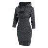 Heathered Knitted Bodycon Dress and Shrug Hoodie Set - DEEP RED XXL