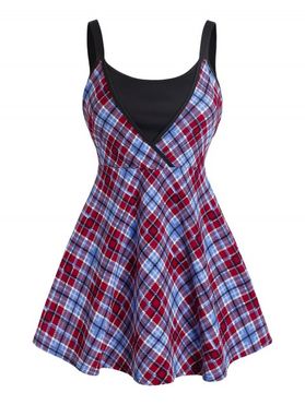 Plus Size Plaid Skirted Tank Top