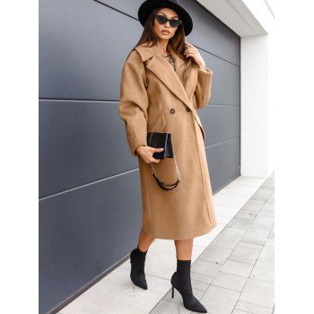 Lapel Double Breasted Wool Blend Coat