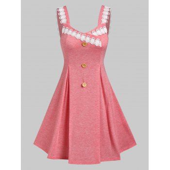 

Sleeveless Lace Panel Heathered Dress, Light pink