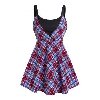 

Plus Size Plaid Skirted Tank Top, Multicolor