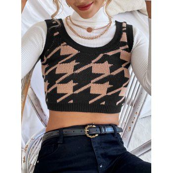 

Houndstooth Cropped Sweater Vest, Coffee