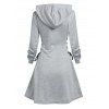 Plain Lace Up Drawstring Hooded Dress - GRAY XL