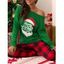 Christmas Hat Print T-shirt and Plaid Pants Sleepwear Set - DEEP GREEN L
